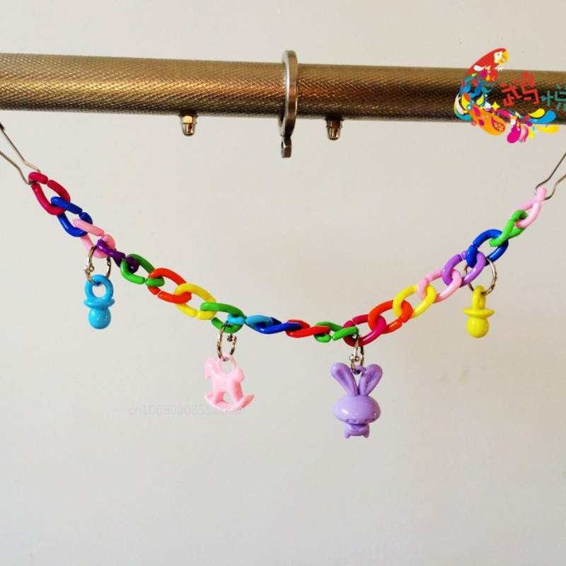 Colorful Parrot Bird Toy Cage Bird Accessories Wood Parrot Toys Bird Toys Swing Suspension Bridge Ball Cage Bells Pet Supplies