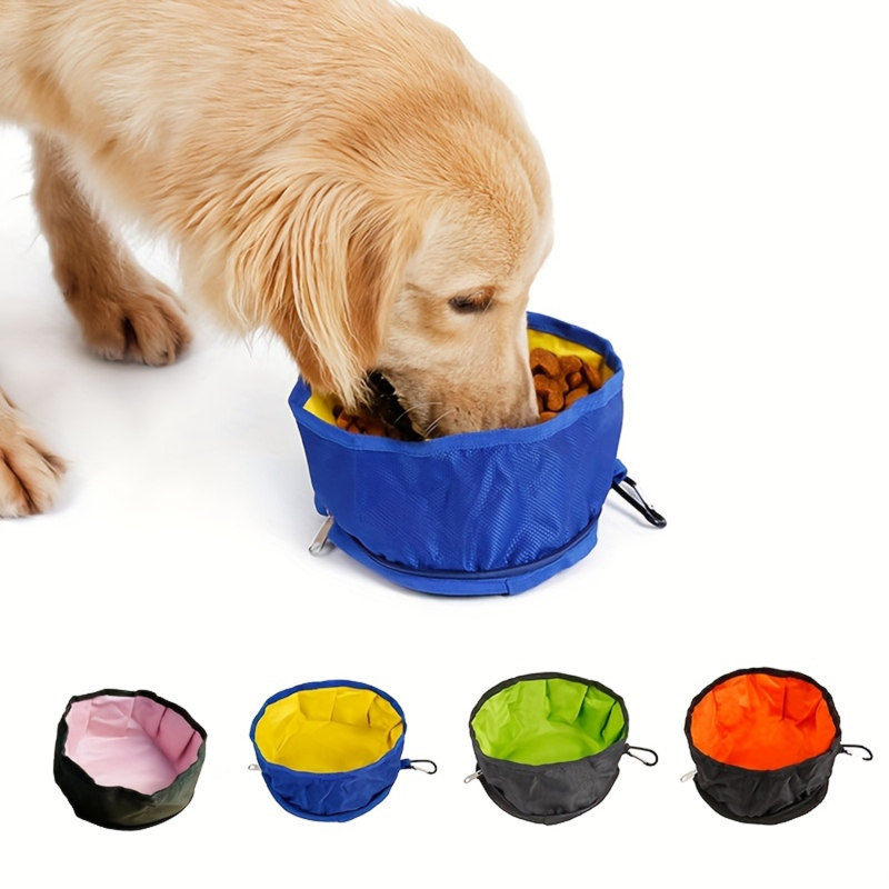 Pets Bowl Drinking Water Eating Utensils Outdoor Travel Portable Waterproof Oxford Dog Cat Basin Durable Reusable SuppliesḀ