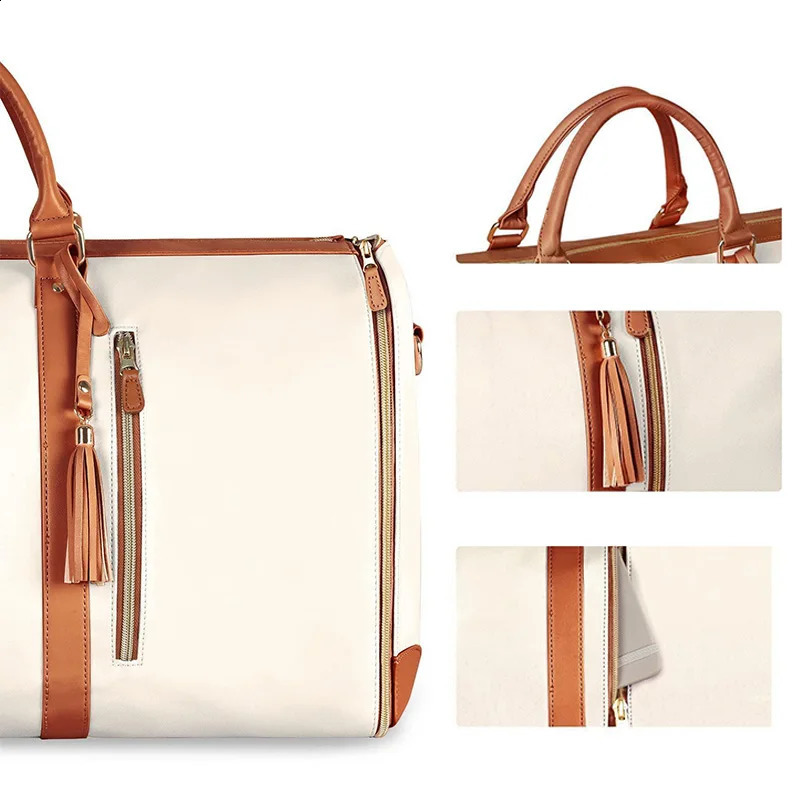 Foldable womens travel bag convenient to carry clothing bag large capacity PU leather luggage bag portable business travel bag 240904