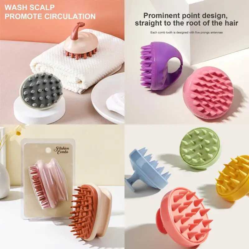 Hair Scalp Massager Shampoo Brush Scalp Care Hair Growth Hair Scrubber Scalp Exfoliator Dandruff Long Flexible Silicone Bristles Y240902