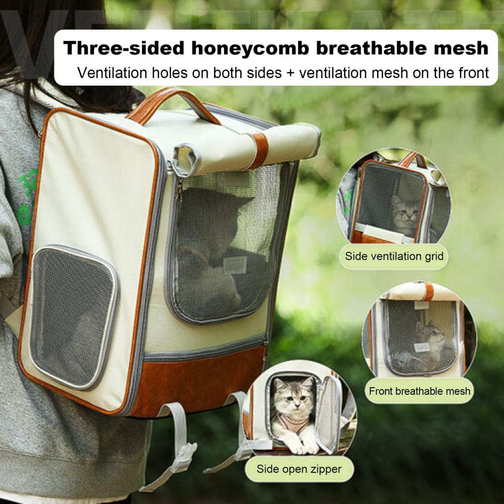Pet Carrier with Small Side Door Cat Carrier Backpack with Privacy Front Window Breathable Design Travel Bag for Cats