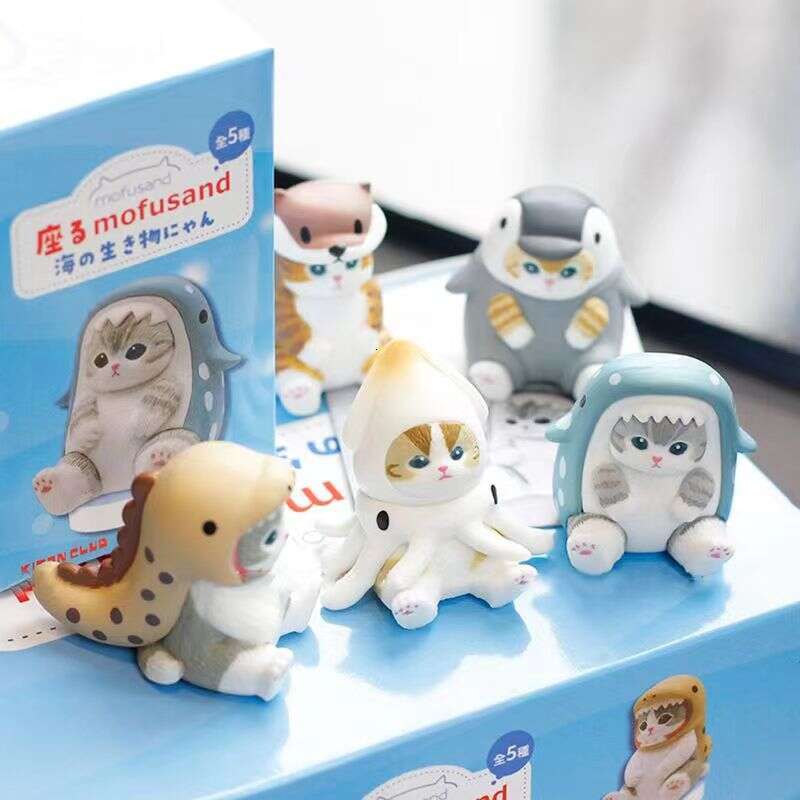 Mofusand Box Shark Cat Figure Toys Cos Marine Organism Dolls Bd Bag Decoration Kids Christmas Gift