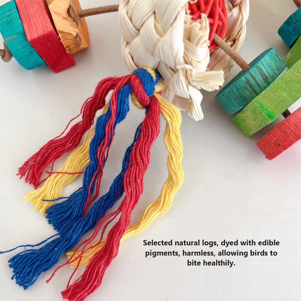 Bird Parrot Toy Natural Wooden Blocks Bird Parrot Chewing Toys Bird Cage Toys for Macaws African Grey Cockatoos Parakeets