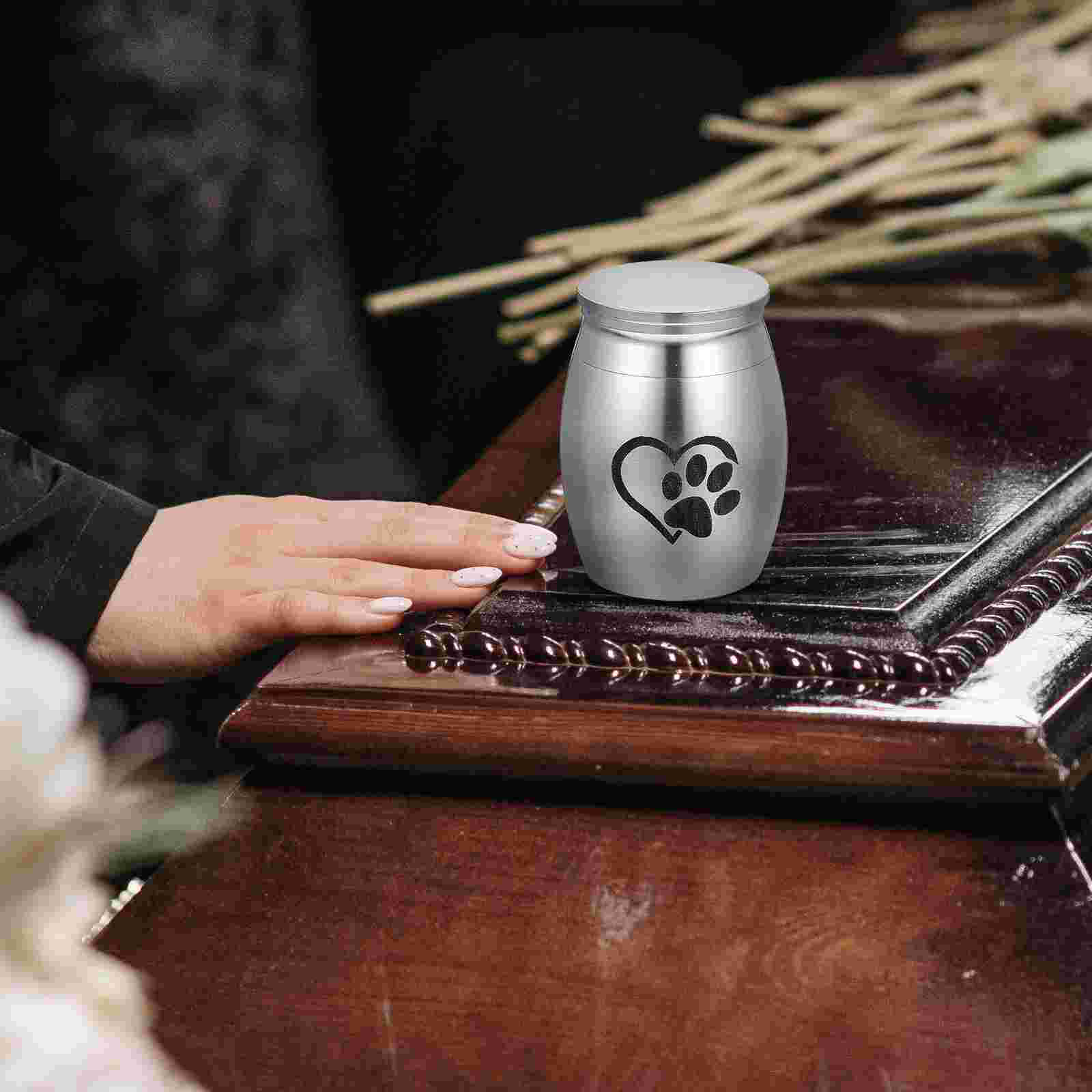 Pet Urn Remembrance Cat for Dogs Ashes Plaque Sculpture Urns Stainless Steel Memorial