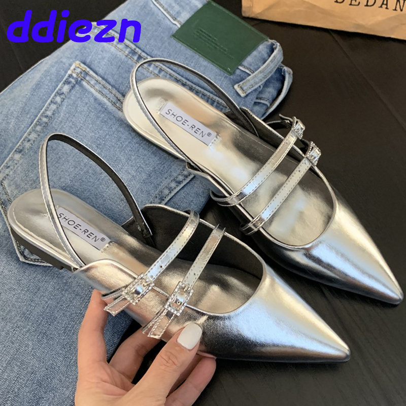 Pointed Fashion Toe Ladies Flat With 2024 Designer Shallow Women Flats Shoes Female Casual Sgback Sandals Slides adb7 s