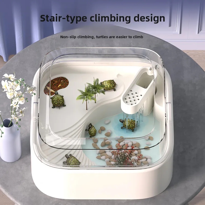 Household turtle tank, ecological dedicated lazy tabletop, small sun drying table, fish tank, water and land breeding tank 220V