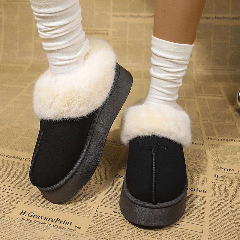 2025 new Warm Thicken Plush Chunky Platform Snow Women Faux Suede Flat Heels Winter Boots Woman Thick Bottom Cotton Shoes