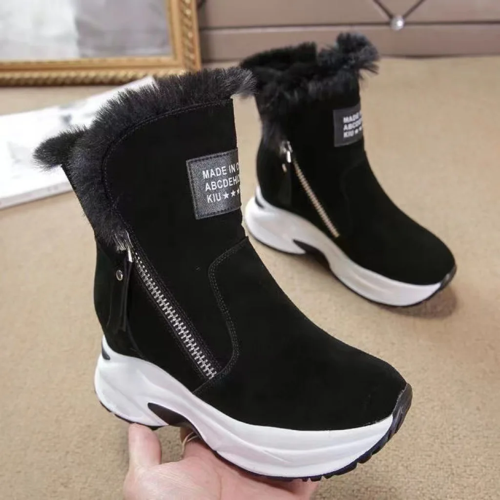Platform Plush Women Snow Boots Fashion Short Botas Ladies Elegant Wedges Heel Shoes Winter Keep Warm Women's Footwear 4f9c