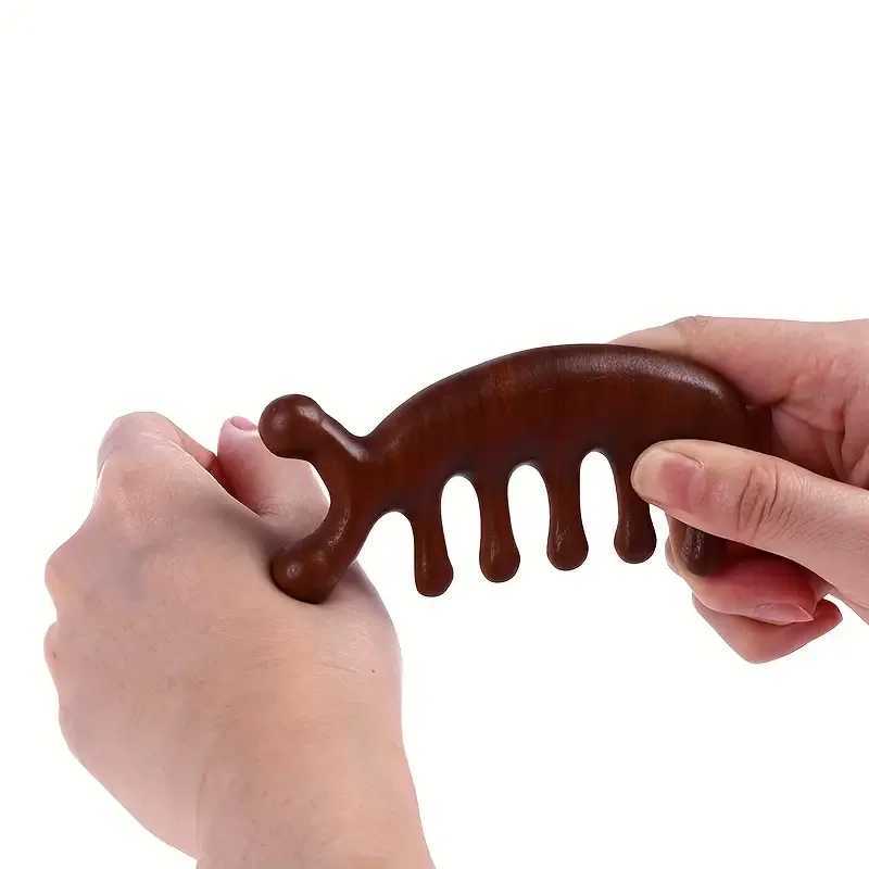 Wooden Scalp Massage Comb Gua Sha Scraping Scalp Massager Head Handmade Solid Wood Hair Comb For Relaxation Massage Tools Y240902