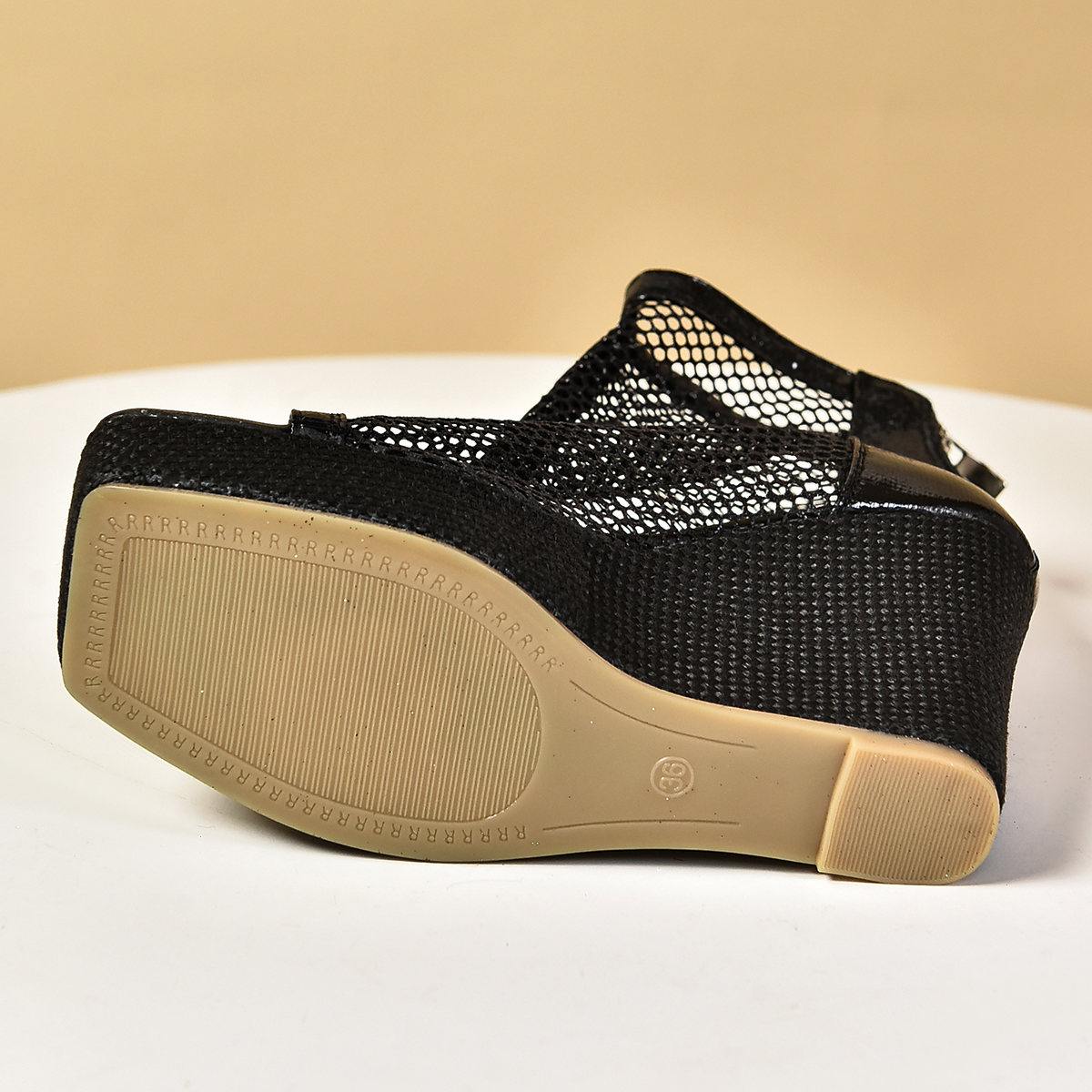 Aphixta New Fashion Peep Toe Wedge Heel Sandals Back Zipper Sandals Women Casual Mesh Upper Breathable Shoes Plus Size 42