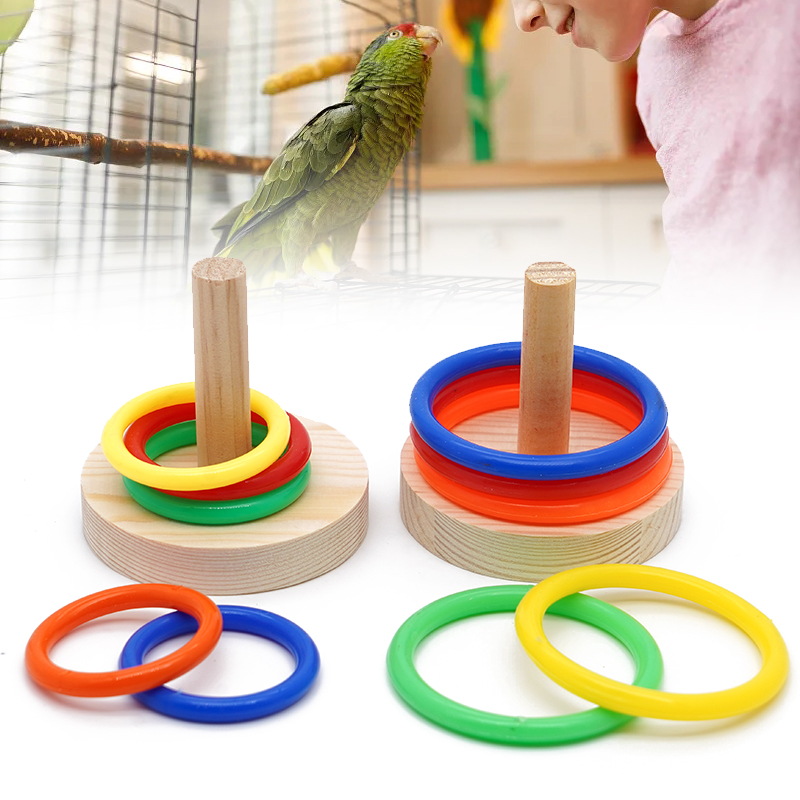 Bird Training Toy Parrot Bite Chewing Toy Pet Bird Swing Ball Standing Toy Plastic Rings Training Intelligence Toy Game Supplies