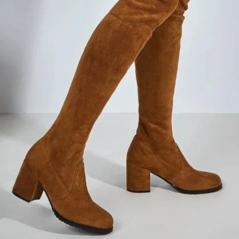 and Autumn Winter Over The Knee Thigh High Warm Fleece Suede Elastic Plus Size 40-43 Women Boots Botas Femininas2024 aeae
