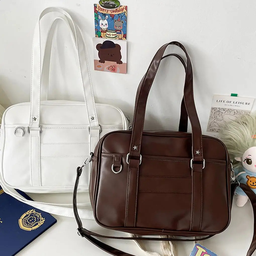 Japanese casual PU shoulder bag for teenagers high school students handbags anime uniforms handbags 240904
