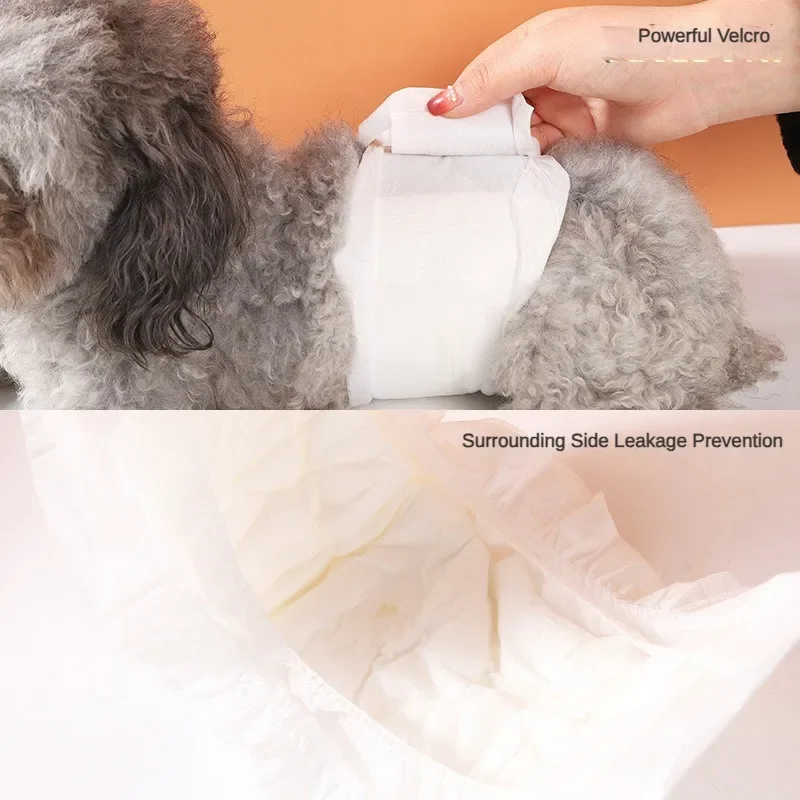 12PCS Waterproof Pet Diaper Leak-proof Design Menstrual Shorts Disposable Puppy Diaper Pants Adjustable Pet Male Dog Diapers