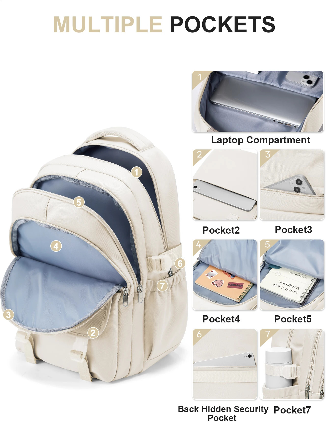 Teenage girl boy casual backpack high school day bag female daily travel laptop 240903