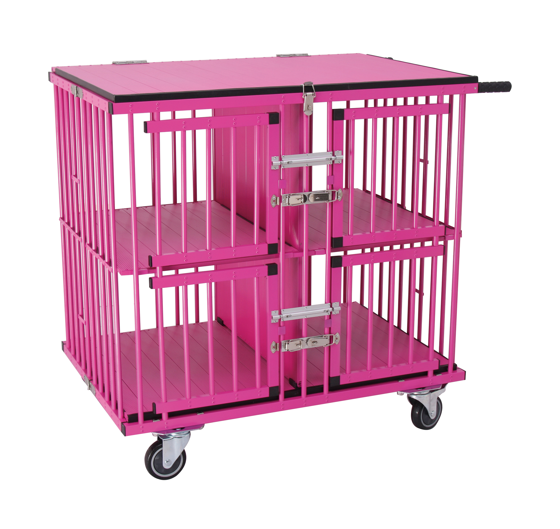 HF professional small pet cage Movable cage trolley pet carrier Aluminum Dog Handled pet cages