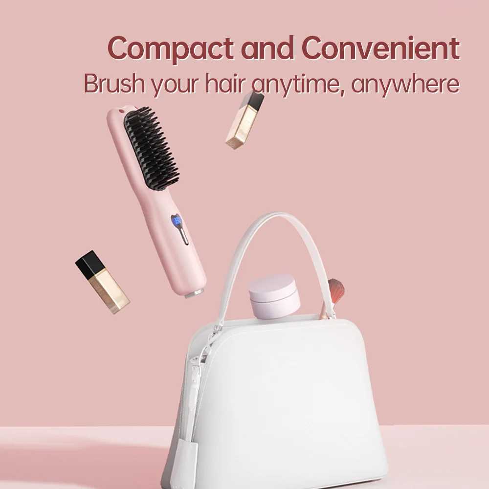 Hair Straightening Brush Negative Ion Electric Hot Heated Comb Multifunctional Straightener Ceramic Comb Quick Hair Styler W250610