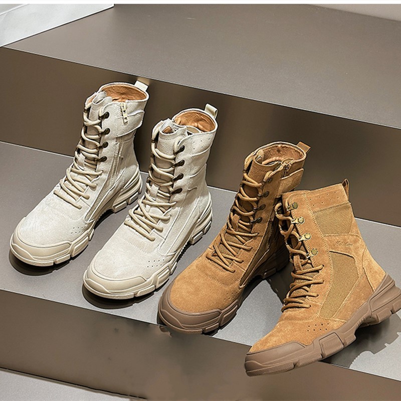 AIYUQI Ankle Boots Women 2024 Autumn New Platform Cow Suede Booties Women Flat Couple Women Hiking Boots Women
