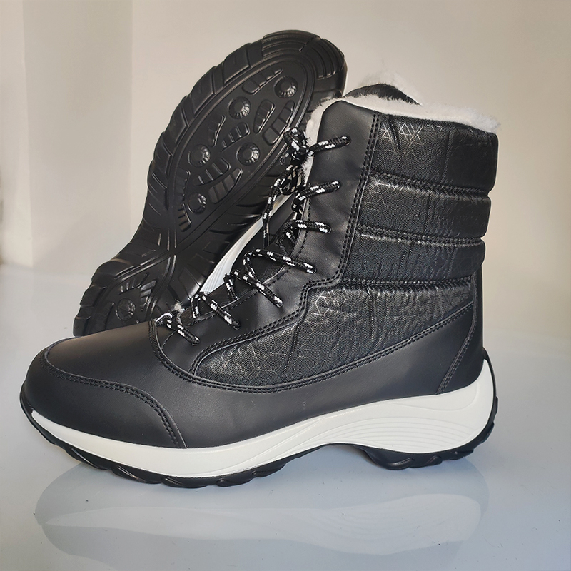 Snow Women's Waterproof Winter 2024 New Ankle Boots Warm Black Short Plush Lightweight Suede Leather Flat Shoes de60