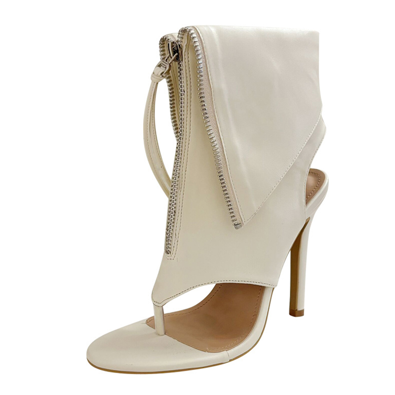 Liyke New Style Clip-On Open Toe Ankle Boots Women Sandals Fashion Tassel Zip Designer High Heels Booties Female Party Prom Shoe