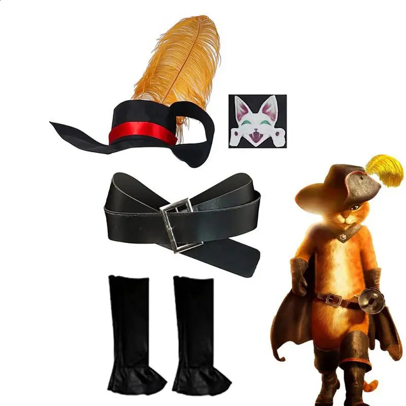 Puss In Boots Costume Cape Puss Hat The Last Cat Belt Costume Anime Cat Cosplay Costume Set for s Halloween Clothing 240904