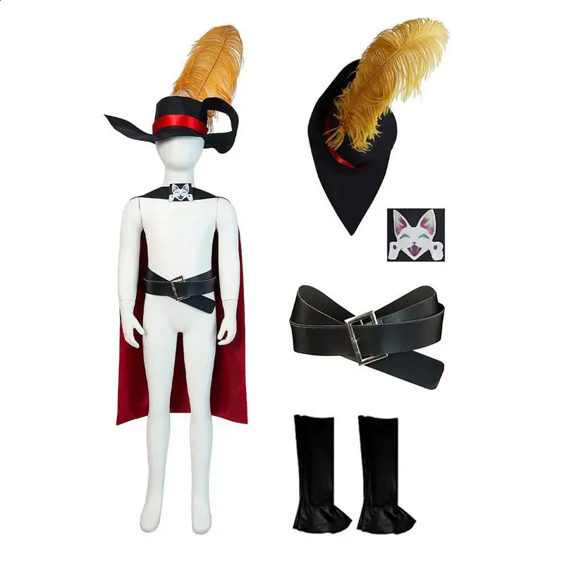 Puss In Boots Costume Cape Puss Hat The Last Cat Belt Costume Anime Cat Cosplay Costume Set for s Halloween Clothing 240904