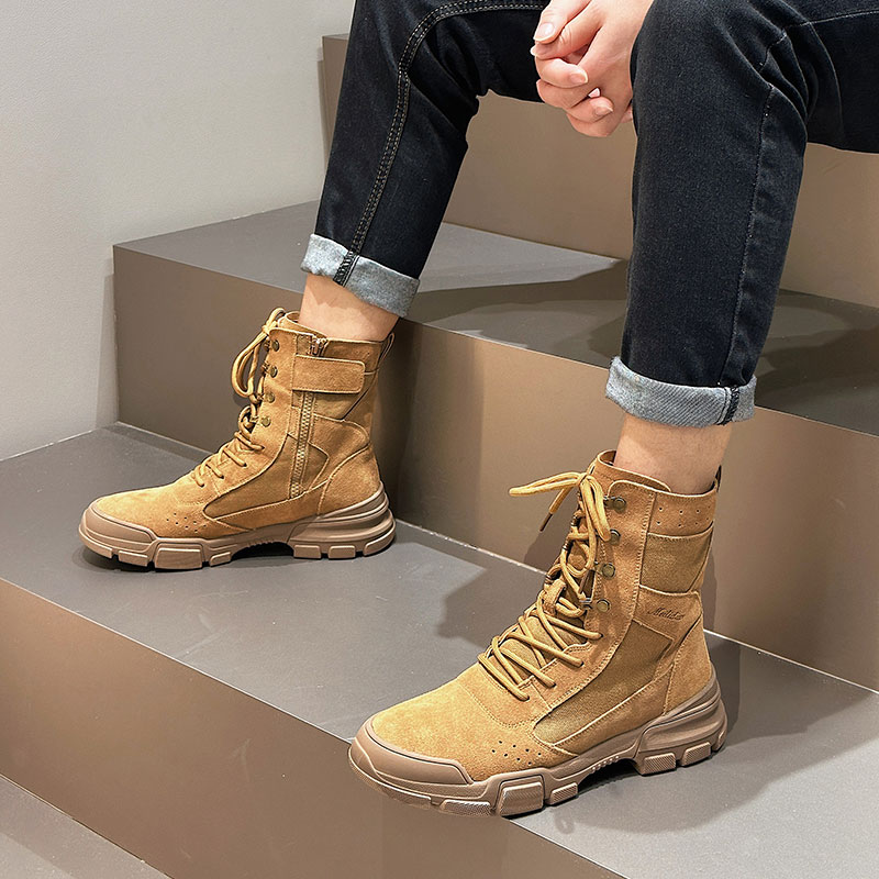 AIYUQI Ankle Boots Women 2024 Autumn New Platform Cow Suede Booties Women Flat Couple Women Hiking Boots Women