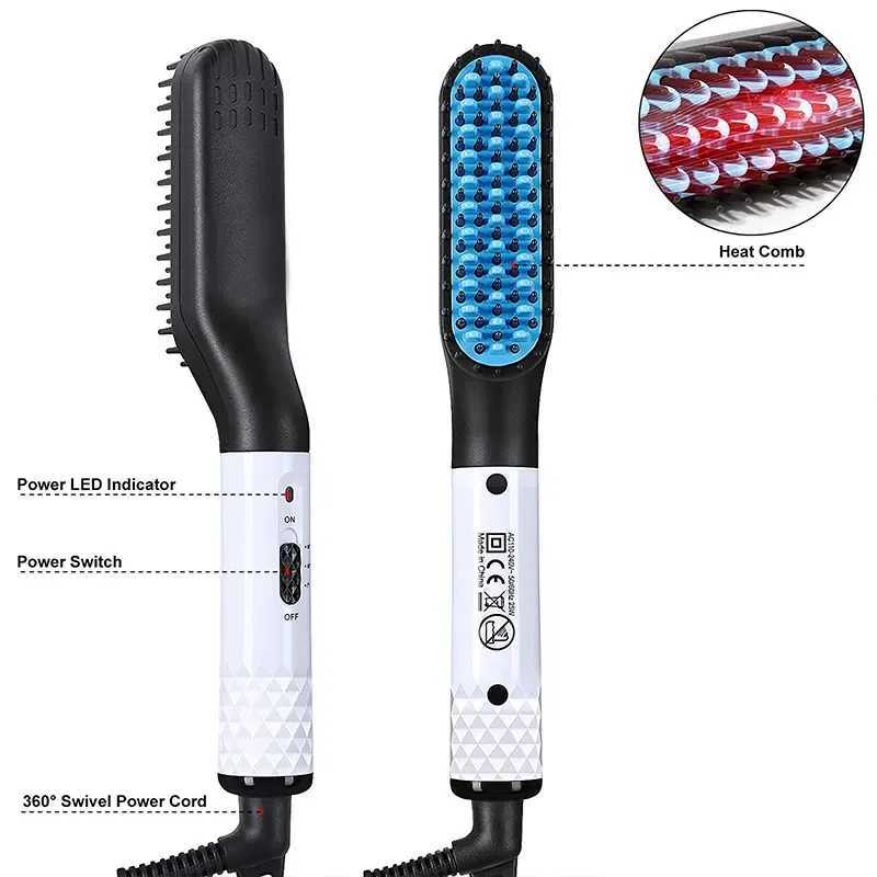 Professional Hair Comb Brush Beard Straightener Multifunctional Hair Straightening Comb Hair Curler Fast Heating Styling Tools W250610
