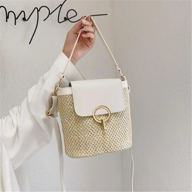 Womens Mini Straw Bag Summer Cross Bag Lattan Bag Beach Womens Travel Bag Handbag Shoulder Bag 240903