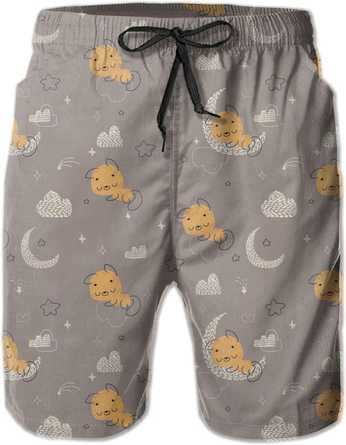 Mens Shorts 3D Printed Pattern Moon Cat Swim Trunks Quick Dry Print Beach Board Swimwear