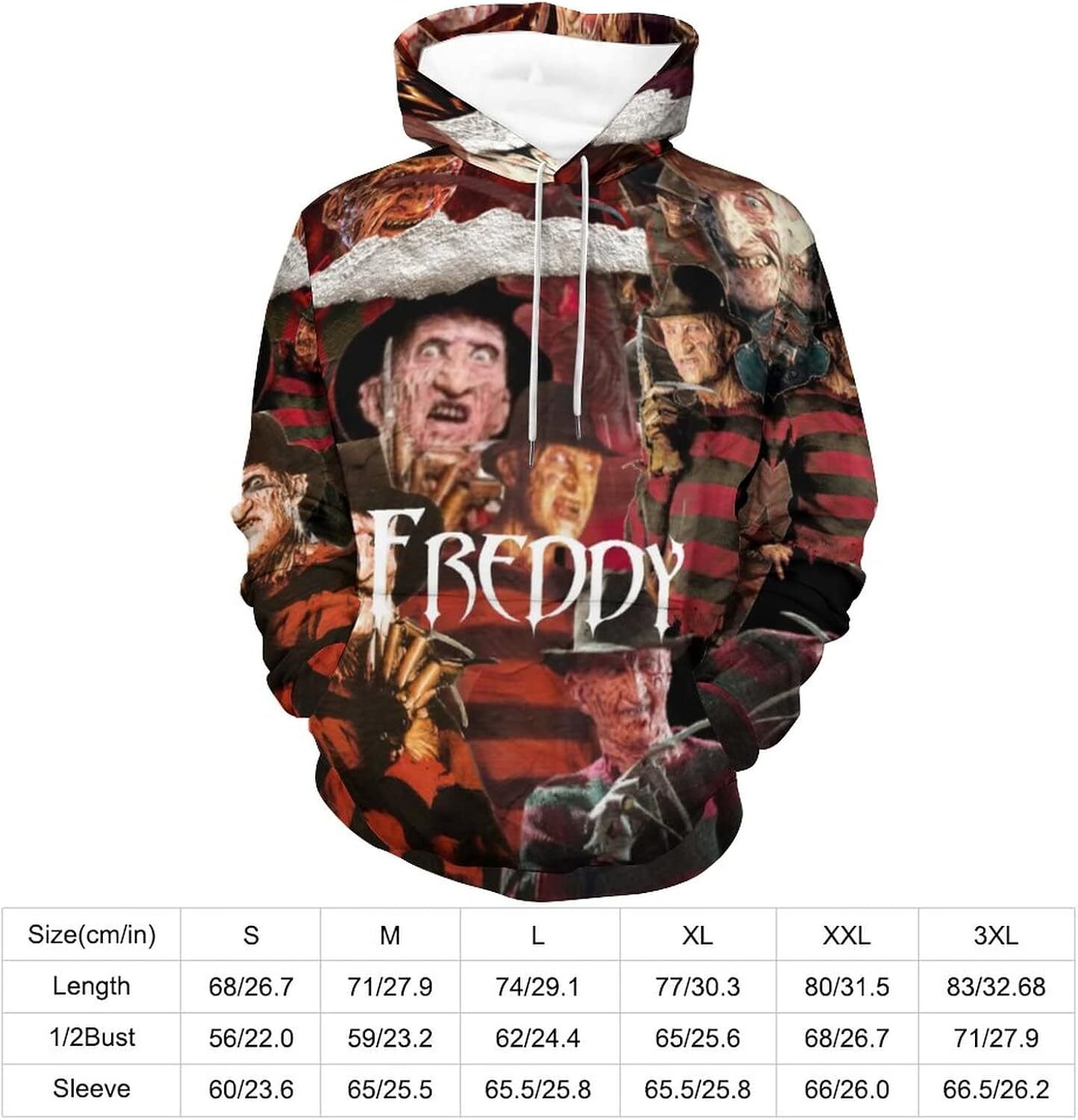 Hoodie for Mens Womens Freddy Krueger Unisex 3D Novelty Hoodies Teen Pullover Sweatshirt Casual Tracksuit with Pockets M Graphic Hoodies sweatshirt