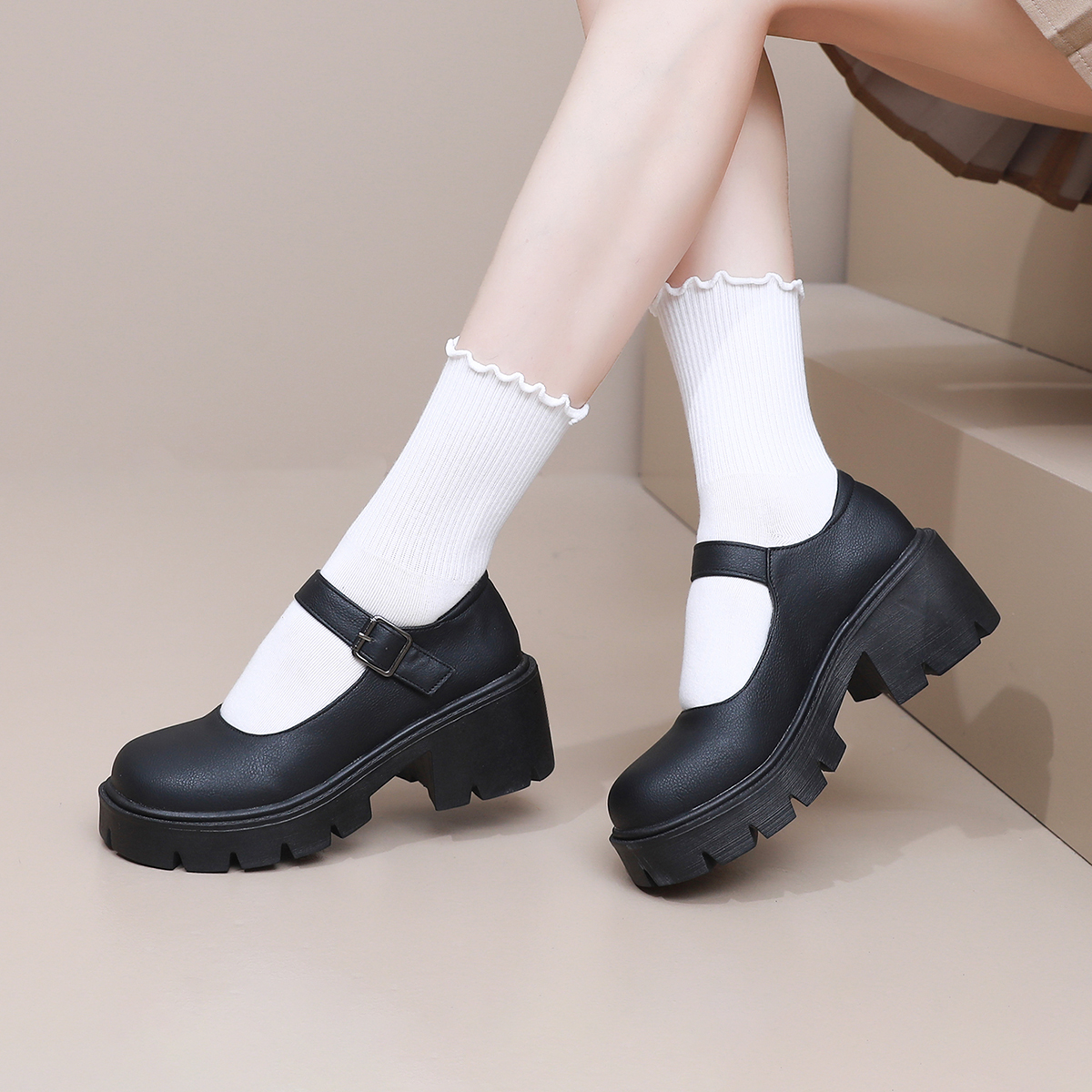 Lolita Shoes Women Japanese Mary Jane Shoes Women Vintage Girls Students JK Uniform High Heel Platform Shoes Cosplay Plus Size 995