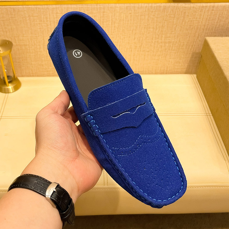 YRZL Suede Loafers Men Casual Party Dress Shoes Slip on Moccasins Men Flats Shoes Comfortable Size 48 Fashion Mens Shoes