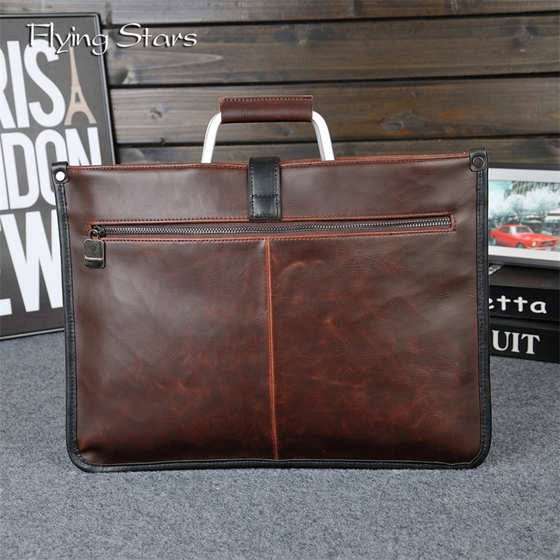Mens casual shoulder bag laptop horizontal bag retro crazy horse leather business handbag classic briefcase material handbag 240904