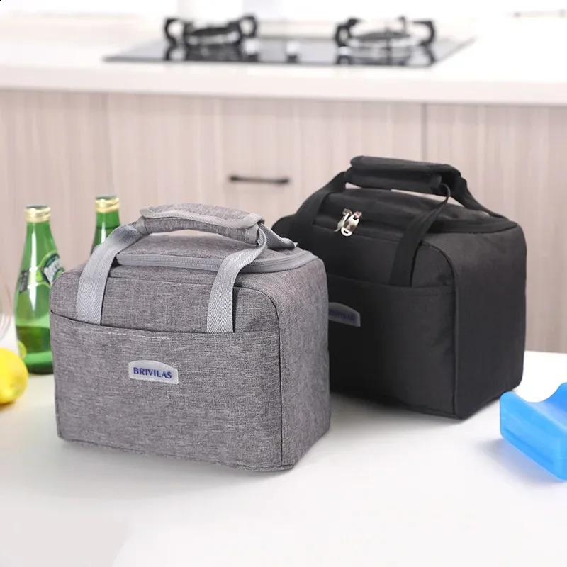 Portable Lunch Bag Thermal Insulated Box Tote Cooler Handbag Bento Pouch Dinner Container School Food Storage Bags y240903
