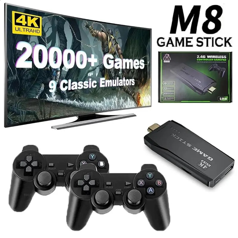 Video Game Console Built-in 20000 Games Wireless Controller TV Game Stick 4K HD Retro Mini Handheld Game Player 240903