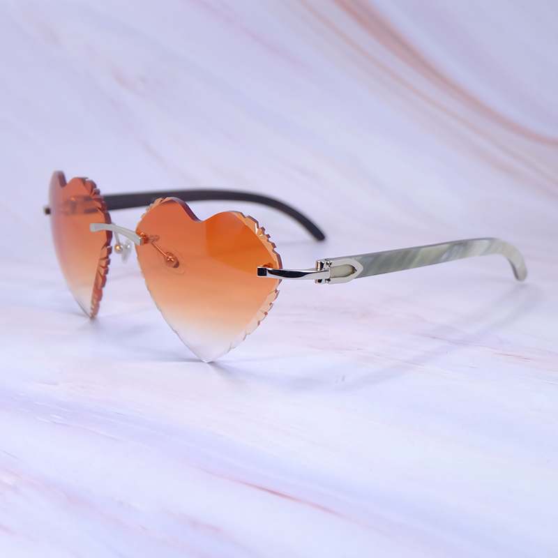 Heart Shape Dia Cut Sun Glasses Real Marble Buffalo Brand Designer Sunglasses Vintage Shades Eyewear Carter Product Mens Decoration 012 Sier Frame