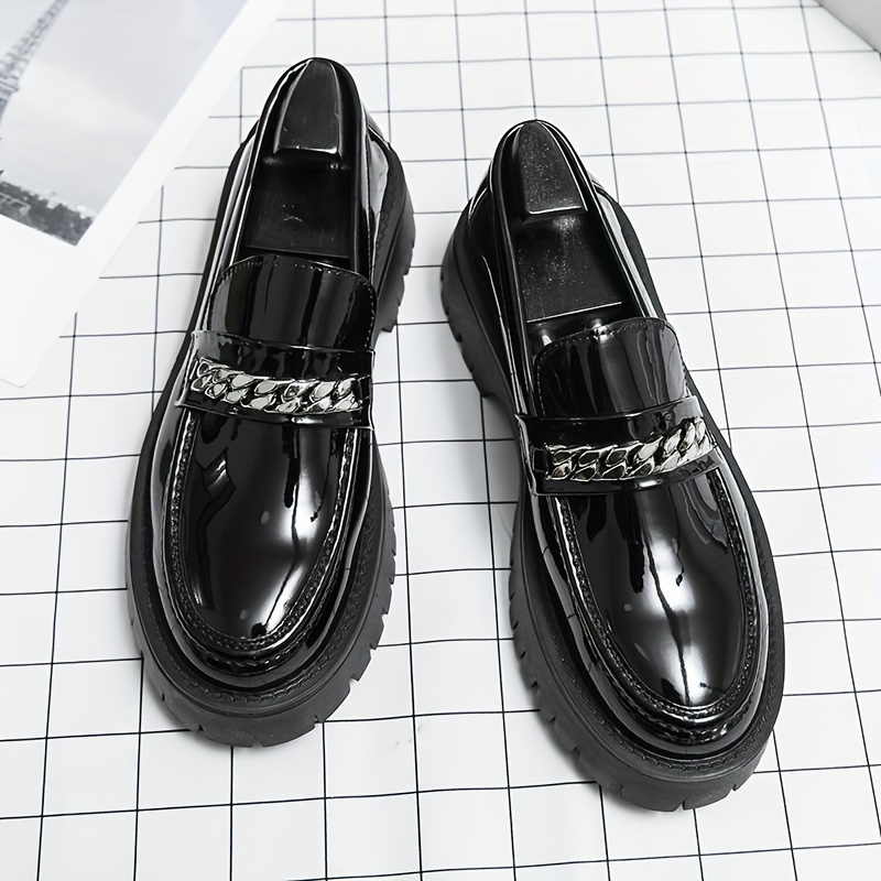 Mens Round Toe PU Leather Slip On Penny Loafers - Wear-Resistant Anti-Skid Rubber Sole, Comfortable PU Insole, Solid Color, Perfect for Business Offic
