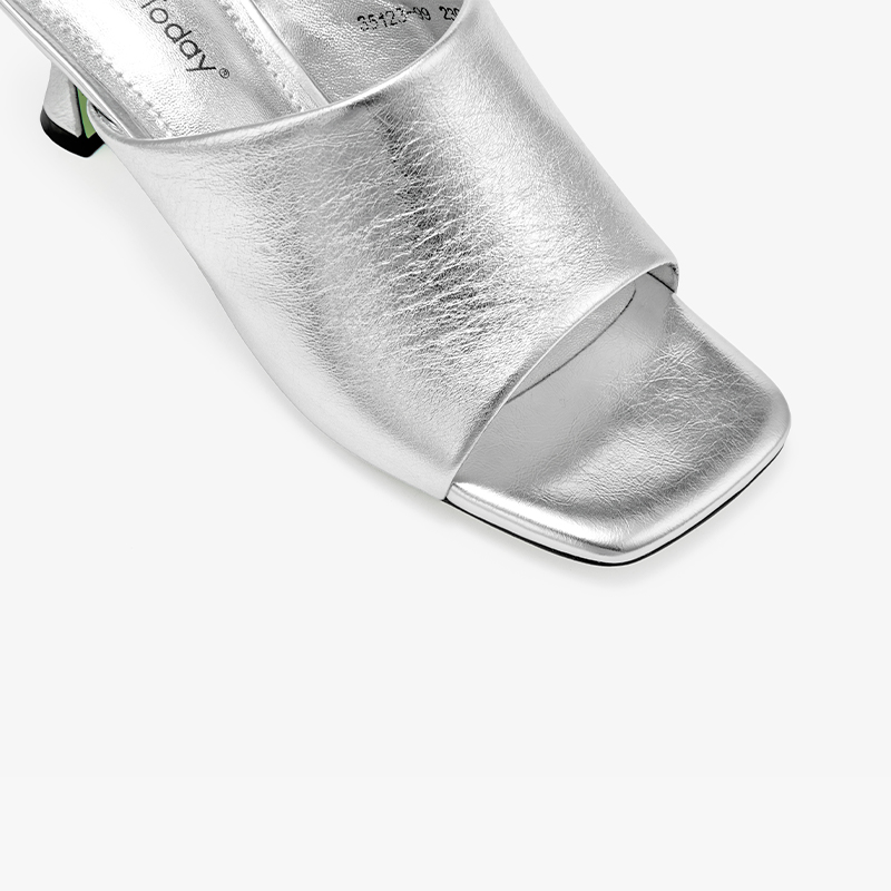 BEAUTODAY Fashion Slippers Women Genuine Leather High Heel Solid Color Open Toe Summer 2024 Leisure Ladies Shoes Handmade 35123