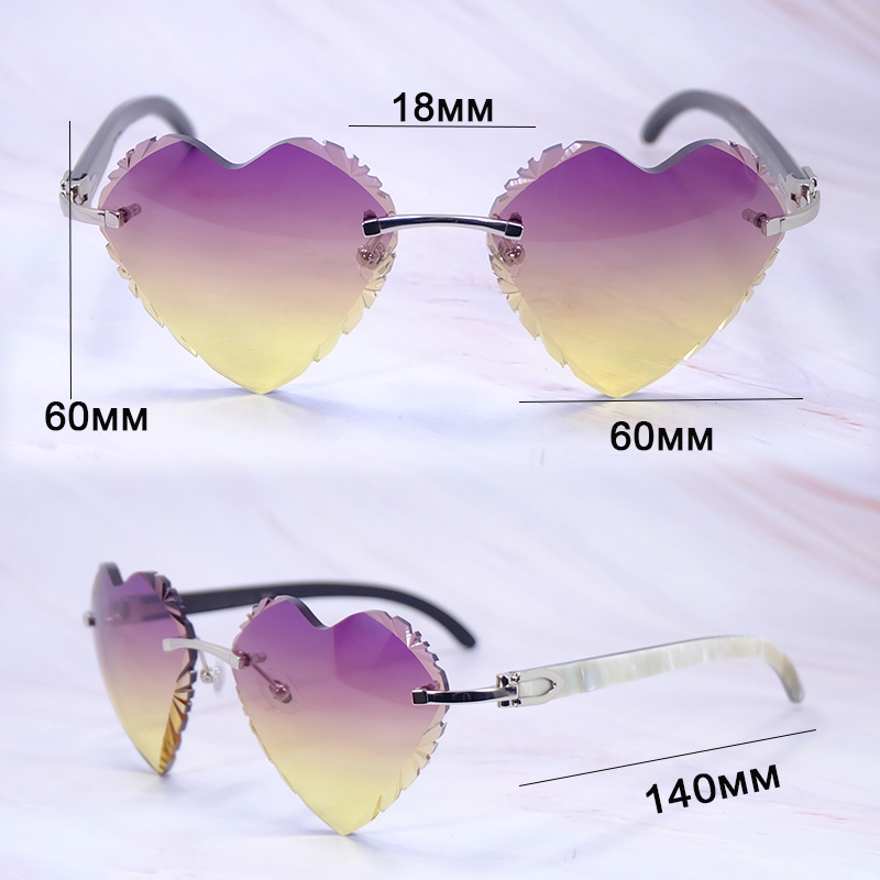 Heart Shape Dia Cut Sun Glasses Real Marble Buffalo Brand Designer Sunglasses Vintage Shades Eyewear Carter Product Mens Decoration 012 Sier Frame