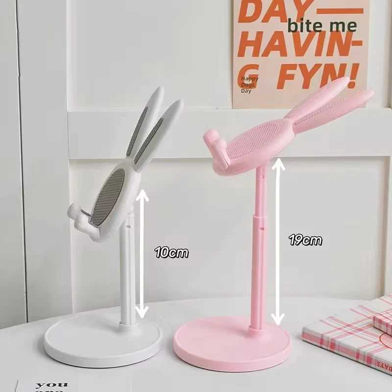 Pink phone holder desktop phone holder iPhone 13 14 Samsung smartphone adjustable cute rabbit cartoon table support CL240905