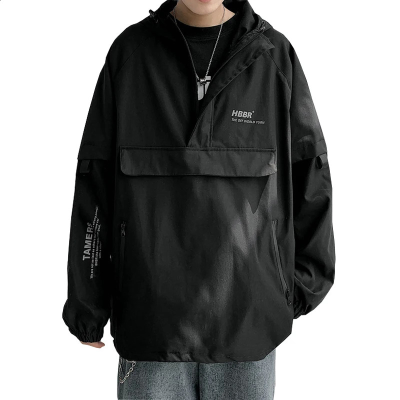 Autumn Street Mens Jacket Zipper Windproof Harajuku Thin Coat Loose 240904