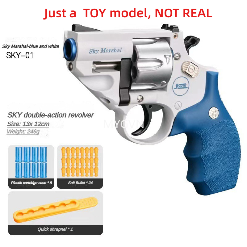 Korth Sky Marshal 9mm Revolver Toy Pistol Blaster Soft Bullet Toy Gun Shooting Model For Adults Boys Birthday Gifts CS