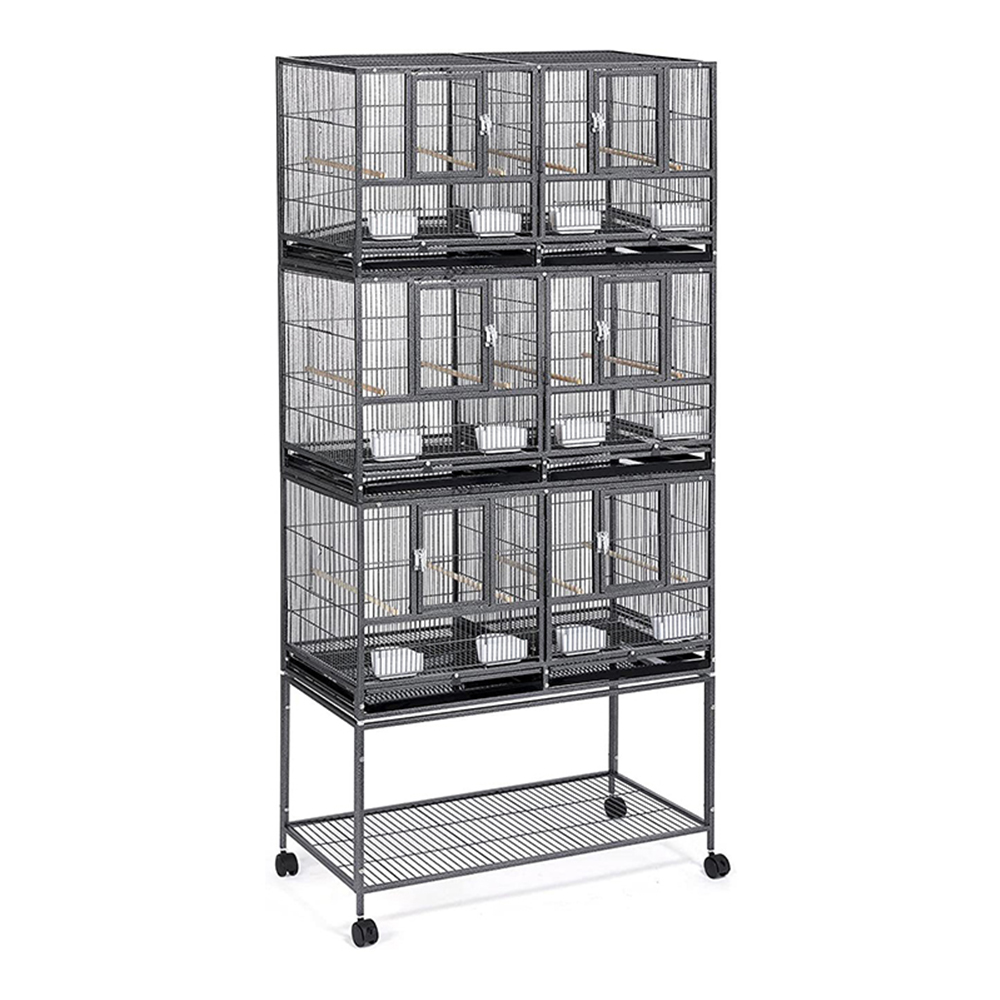 Luxury Three Floors Foldable Metal Parrot House Big Size Breeding Large Bird Cage with Tray Feeding Box Movable
