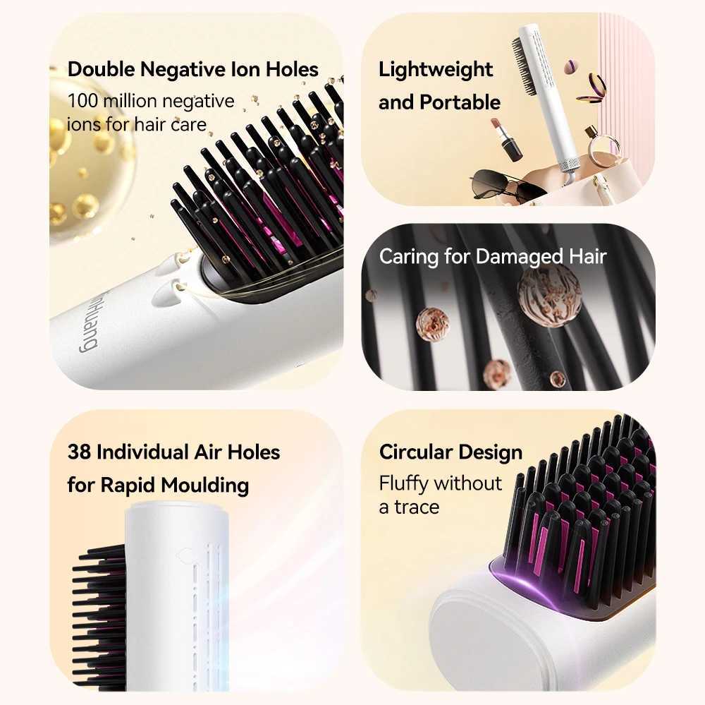 Hair Straightener Brush Multifunctional Straightener Comb for Women Negative Ion Anti-Scalding Dual Voltage Straightening Brush W250814