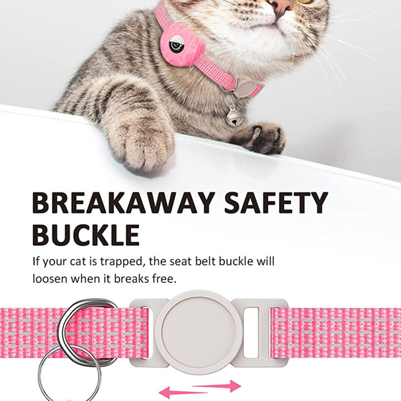 for Apple AirTag Cat Collar,Air Tag Pet Collar with airtag Holder and Bell Reflective GPS Kitten Collar for Girl Boy Cats gatos