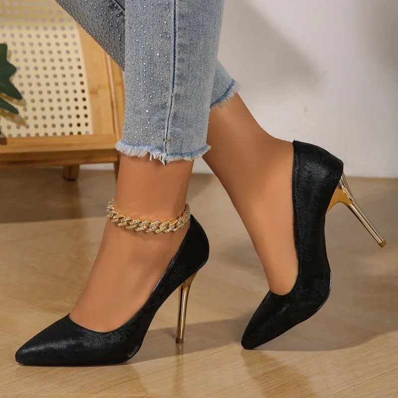 Super New 2024 High Stiletto Heels Pumps Women Solid Office ck Pointed Toe Party Shoes Woman 34-43 fa9f