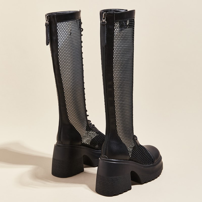 Mesh AIYUQI Summer 2024 New High Heeled Tennis Women Platform Fashion Women's Knight Boots 394c 's
