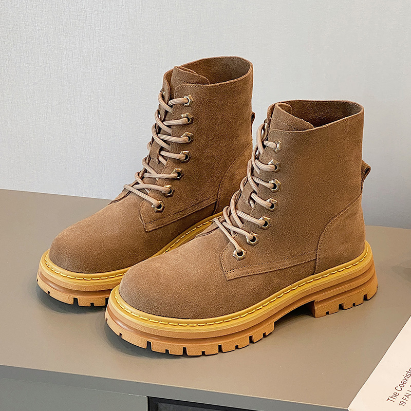AIYUQI Motorcycle Shoes Women 2024 Autumn New Genuine Leather Platform Boots Women Couple British Style Retro Women Ankle Boots