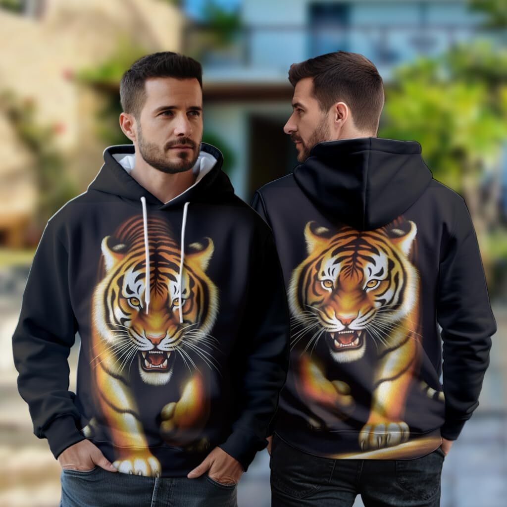 Hoodie for Mens Womens Tiger LoversHooded Sweatshirt - 3D Bengal Tiger Printed Pullover Hoodie Men Women Set 24 Graphic Hoodies sweatshirt